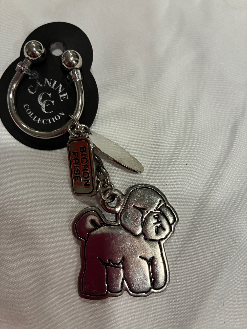 Bichon Frise Silver Dog Keyring